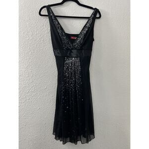 VTG Y2K Ruby Rox Size L‎ Black Embellished Baby Doll Rockabilly Whimsigoth Dress